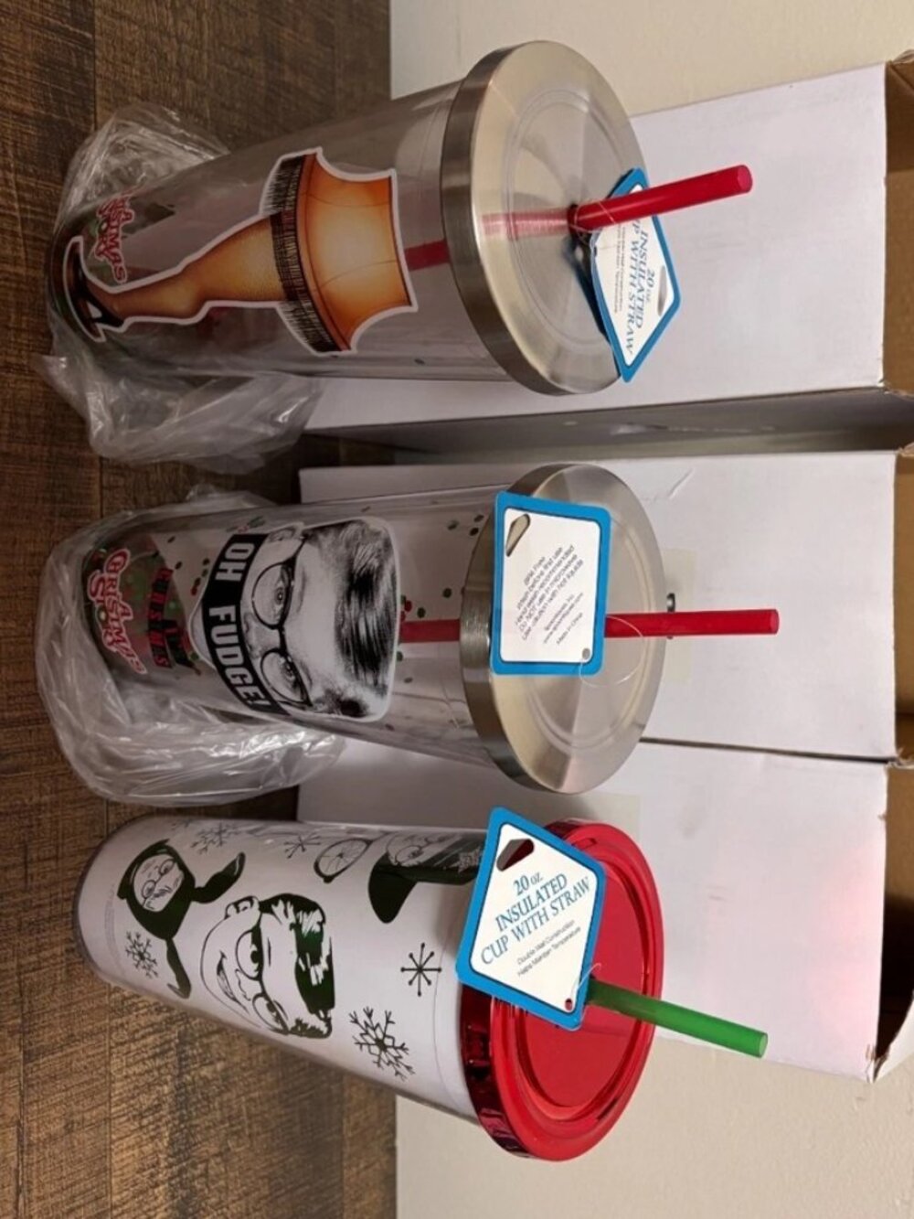 3 Lot of A Christmas Story Tumbler Set 20oz Leg Lamp Oh Fudge Randy Flick